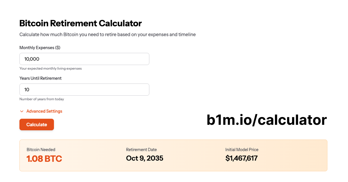 Bitcoin Power Law Curve - B1M.io